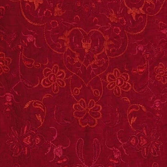 COLDWATER CREEK Red Jacquard Long Sleeve Embroidered Short Jacket; Size 6 - Picture 4 of 7